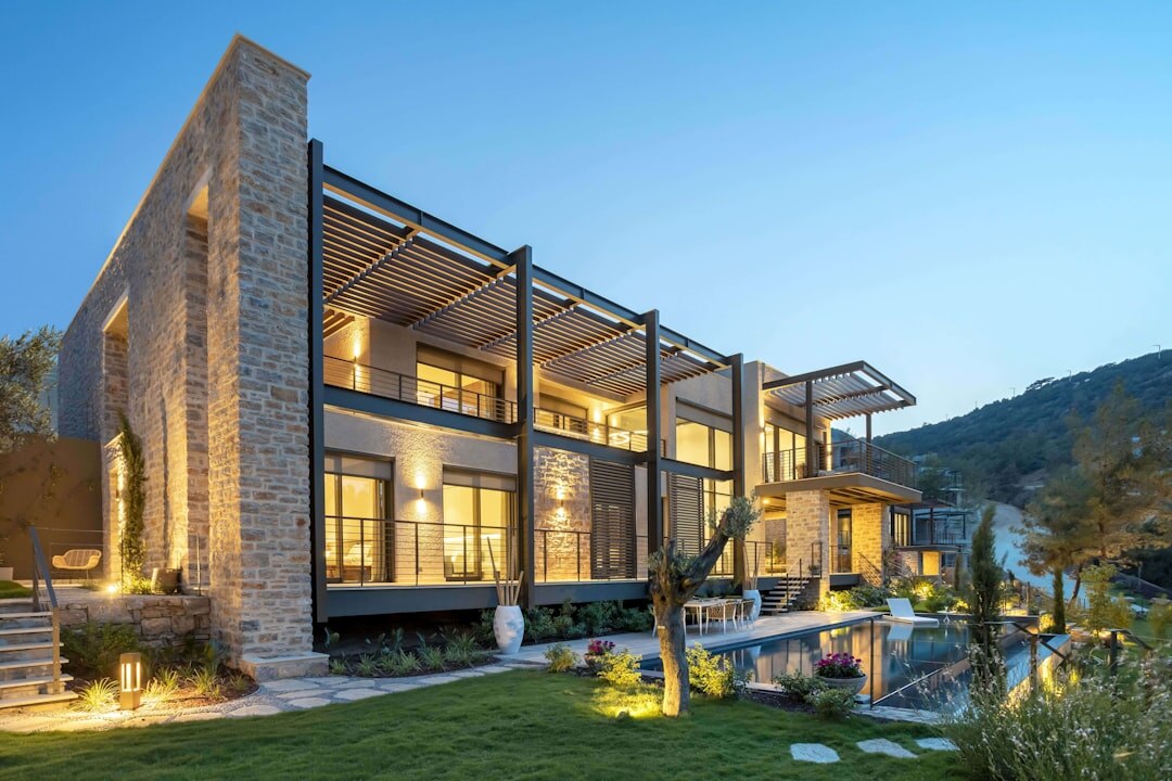 luxury villa with glass walls